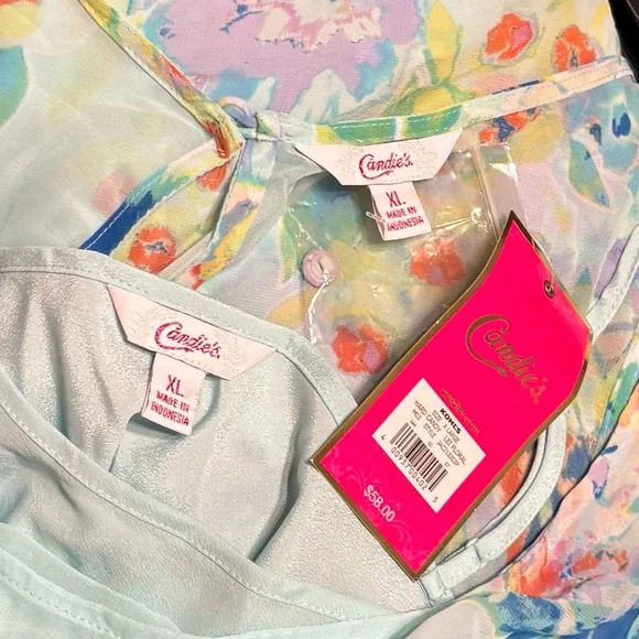 Candie's Floral Dress in Aqua and Coral - Picture 3 of 3